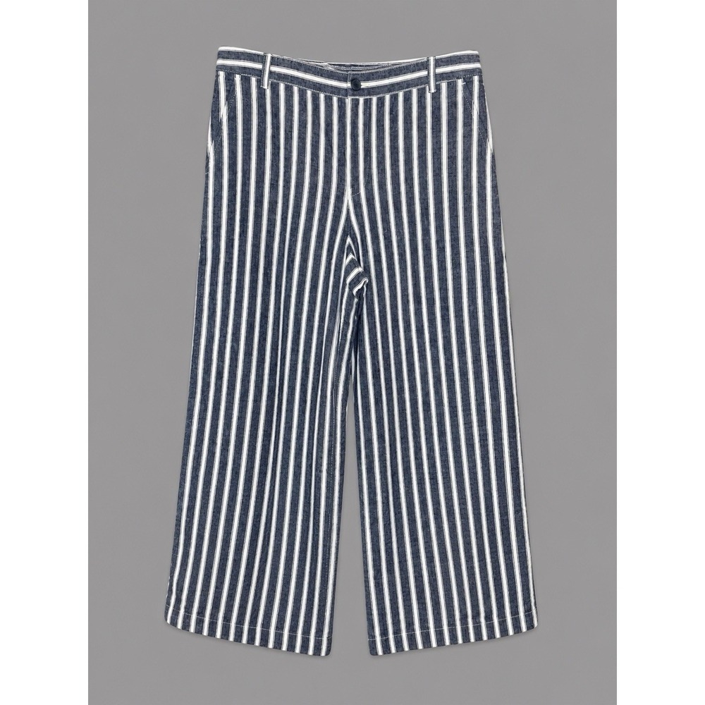 Madewell‎ The Zoe Relaxed Wide Leg Pants Womens P12 Striped Linen Cotton Blend